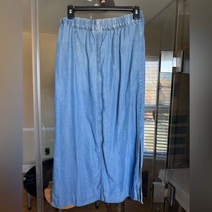 J. Jill Light Blue Denim Maxi Skirt with Side Slit